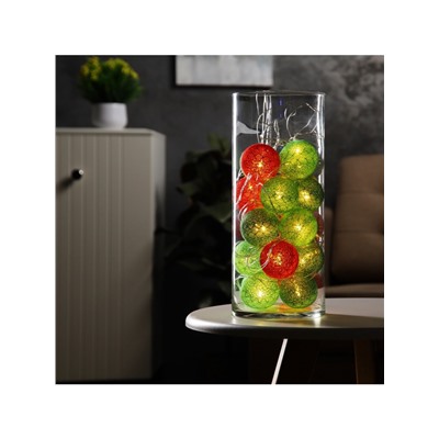 Гирлянда «Нить» 5 м с насадками «Клубки летние», IP20, прозрачная нить, 20 LED, свечение тёплое белое, 220 В