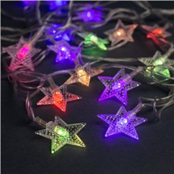 УЦЕНКА Гирлянда «Нить» 5 м с насадками «Звезда в крапинку», IP20, прозрачная нить, 20 LED, свечение мульти (RG/RB), мигание, 220 В
