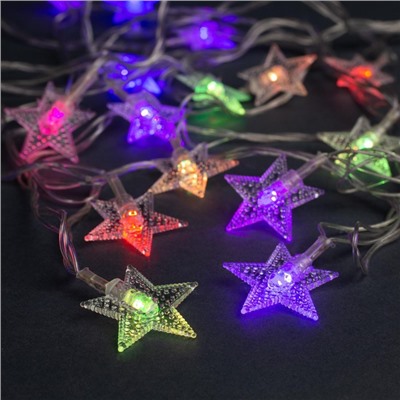 УЦЕНКА Гирлянда «Нить» 5 м с насадками «Звезда в крапинку», IP20, прозрачная нить, 20 LED, свечение мульти (RG/RB), мигание, 220 В