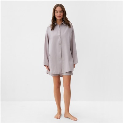 Пижама женская (рубашка, шорты) KAFTAN, размер 40-42, серая