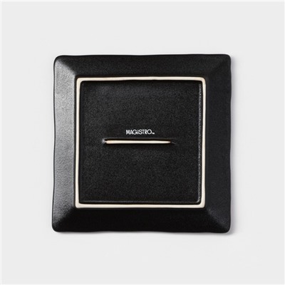 Блюдо для подачи Magistro Pietra lunare, 16×16 см, квадратное, фарфор, чёрное