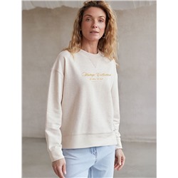 Свободный свитшот с принтом и разрезами из эластичного футера двухнитки без начеса