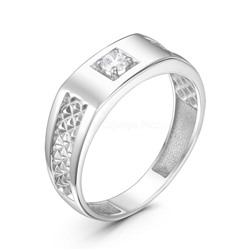 Кольцо из серебра с фианитом родированное 925 пробы к-2020-Р