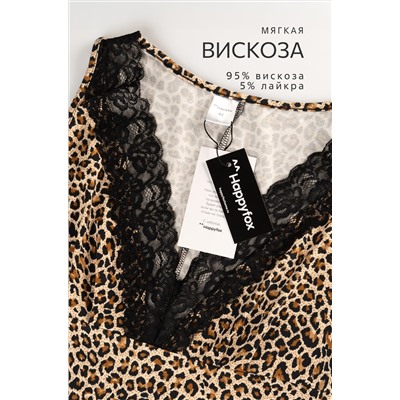 Женская сорочка из вискозы с кружевом Happyfox