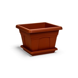 Горшок для цветов с поддоном «Квадро», 12.2 л, пластиковый, терракотовый
