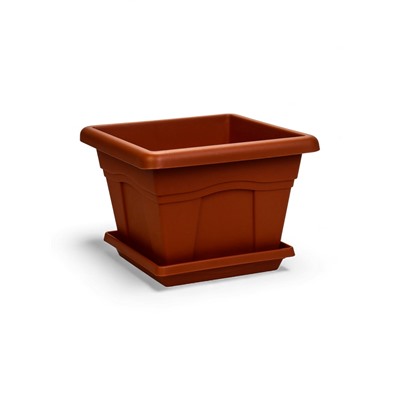Горшок для цветов с поддоном «Квадро», 12.2 л, пластиковый, терракотовый