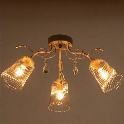 Люстра BayerLux «Глория», 3xE14, 40 Вт, белый с золотой патиной, 61.5×61.5×27 см