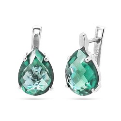 Серьги из серебра аквамарин выращ., Капля