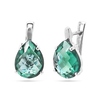 Серьги из серебра аквамарин выращ., Капля