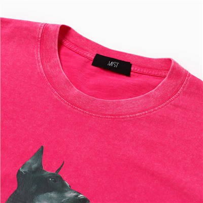Футболка женская из вареного хлопка MIST Insanity, розовая, размер 42-44