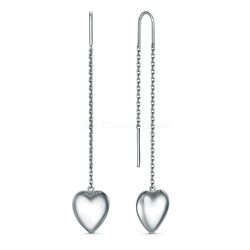 Серьги-продёвки из серебра родированные - Сердца 220-10-254р
