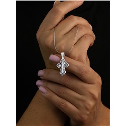 Крест православный из чернёного серебра - Спаси и сохрани 3,2 см 925 пробы 3-553чч