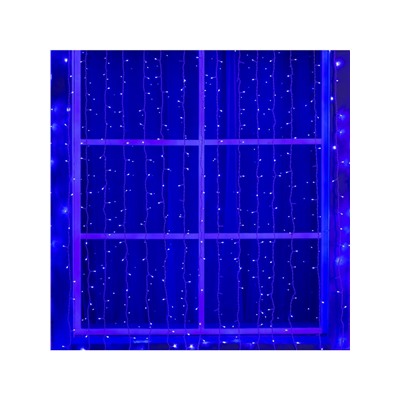 Гирлянда «Занавес» 2×6 м, IP44, УМС, белая нить, 1440 LED, свечение синее, 220 В