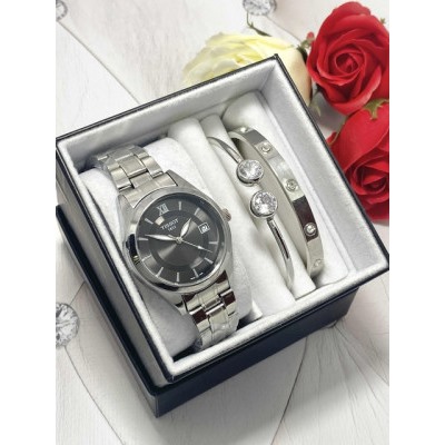 Подарочный набор для женщин часы, 2 браслета + коробка #22863144