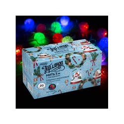 Гирлянда «Нить» 5 м с насадками «Шарики акриловые», IP20, прозрачная нить, 20 LED, свечение мульти (RG/RB), мигание, 220 В