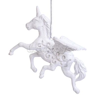 Новогоднее украшение "Белый единорог" (11см)