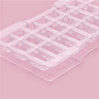 Форма для конфет и шоколада «Лего», пластик, 24 ячейки, 20×12×2.5 см, глубина 1.5 см, прозрачная