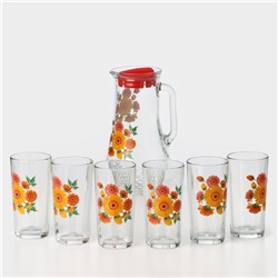 УЦЕНКА Набор питьевой «Букеты», 6 предметов: кувшин 1.7 л, 5 стаканов 230 мл