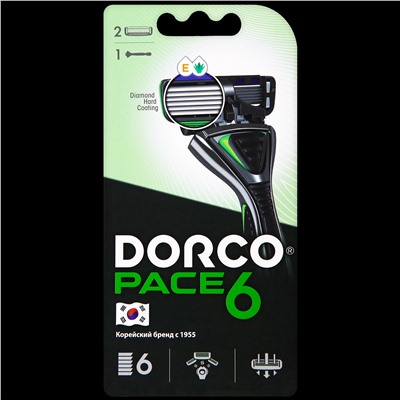 Станок для бритья DORCO PACE-6 (+ 6 кассет), система с 6 лезвиями, SXA1002pr ВЫГОДА 15%