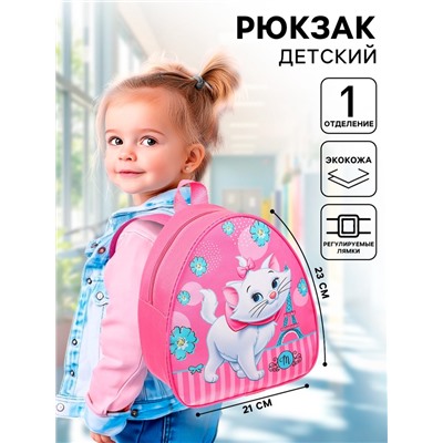 Рюкзак детский для девочки, на молнии, розовый, 23х21х10 см, Коты аристократы