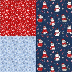 Упаковочная бумага "Зимний вайб" 70х100 см в ассортименте