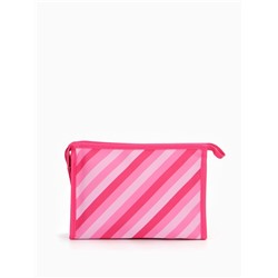 Косметичка треугольная на молнии, средний размер, в полоску, малиновая