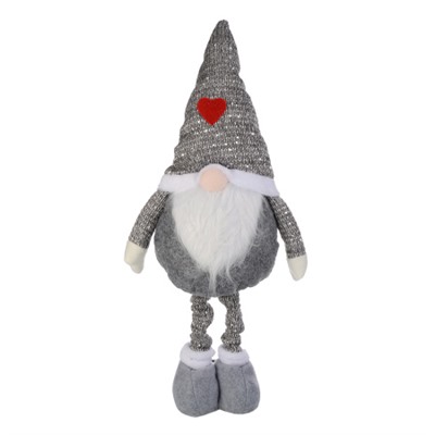 Новогоднее украшение Гном на телескопических 45/70 см серый / YX20655AB  /уп 48/