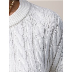 Свитер фактурной вязки с узором косы