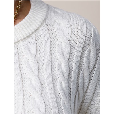 Свитер фактурной вязки с узором косы