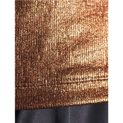 Топ в рубчик с широкими лямками с матовым покрытием металлик из хлопка с эластаном