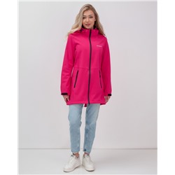 Парка спортивная женская с капюшоном softshell розового цвета 9568R