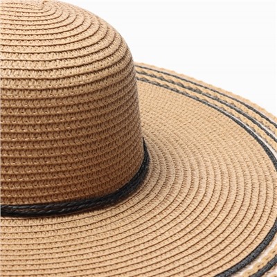 Шляпа женская с широкими полями MINAKU, светло-коричневая, размер 58