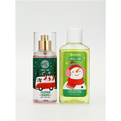 Подарочный набор новогодний «Снеговичок», гель для душа 100 мл и мист для тела, URAL LAB