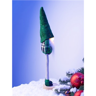 Фигура текстиль «Гном в зелёном» 42 см, 1 LED, от батареек AG10×3, свечение тёплое белое