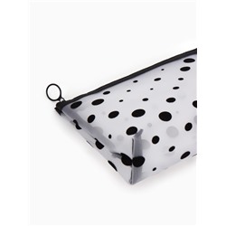 Косметичка DOTs, с рисунком, сетка, на молнии, белая