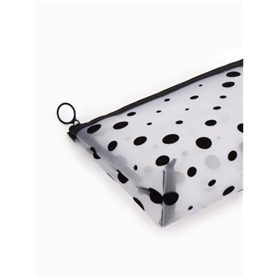 Косметичка DOTs, с рисунком, сетка, на молнии, белая