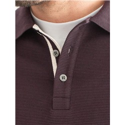 Лонгслив из мягкого фактурного трикотажа с плетеным воротником поло на пуговицах