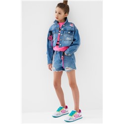Шорты текстильные джинсовые для девочек PLAYTODAY, 1240110