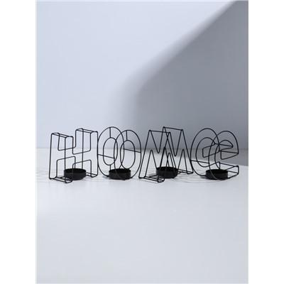Подсвечник металлический на 4 свечи TAKE IT EASY, Home, 13.5×42 см, чёрный