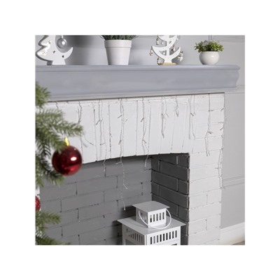 Гирлянда «Бахрома» 3×0.5 м, IP20, прозрачная нить, 80 LED, свечение тёплое белое, 8 режимов, 220 В