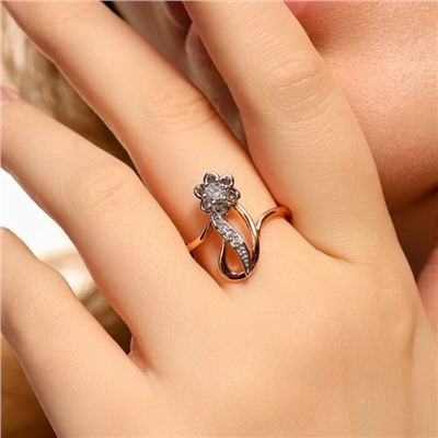 Кольцо 20 р ювелирная бижутерия коллекция "Дубай", покрытие позолота, вставка: фианиты, цвет: прозрачный, арт.314.943-20