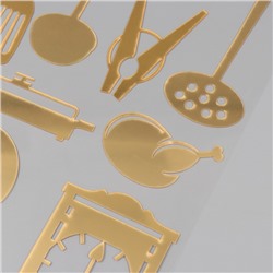 Наклейка интерьерная «Кухонная утварь», пластик, золотистый, 70×30 см