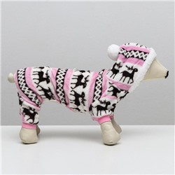 Комбинезон «Олени» с капюшоном, размер XXL (ДС 45 см, ОГ 55 см, ОШ 45 см), розовый