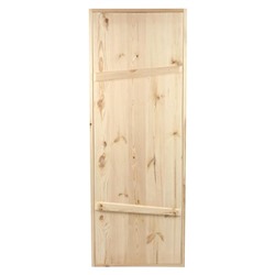 Дверь для бани и сауны, 190×70 см по коробке, сосна, на клиньях, массив, «Добропаровъ»