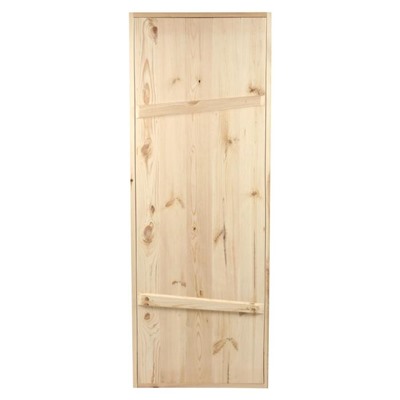 Дверь для бани и сауны, 190×70 см по коробке, сосна, на клиньях, массив, «Добропаровъ»