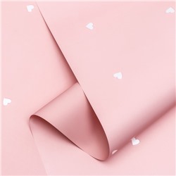 Пленка для цветов, 57 см × 10 м, «Сердечки», нежно-персиковая, 65 мкм