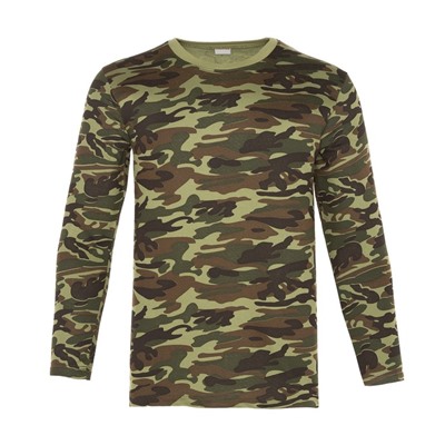 Лонгслив мужской с начёсом, цвет камуфляж тёмно-зелёный, размер 52