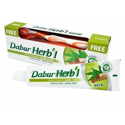 Dabur Herb'l Toothpaste Neem with Toothbrush / Дабур Зубная Паста Профилактика Заболеваний Десен с Нимом + Зубная Щётка Ср. Жесткости 150 г