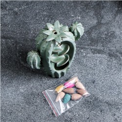 Подставка для благовоний TAKE IT EASY «Кактус», набор благовоний конусы, стелющийся дым, 14×8×19 см