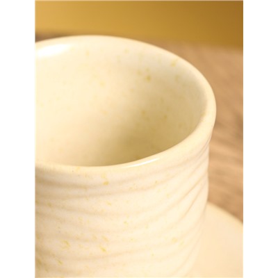 Чашка с блюдцем «Камень 2», 13×13×10 см, керамика, бежевая в крошку